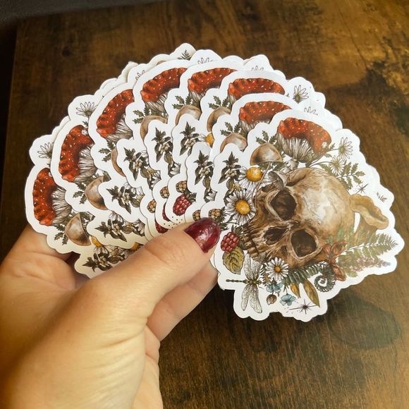 Mushroom Skull Glossy Sticker - Picture 4 of 7